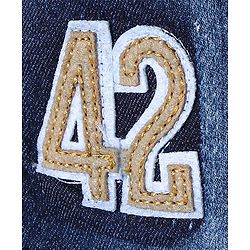 Babyhug Cotton Spandex Full Length Washed Stretchable Denim Joggers with Text Embroidered - Blue