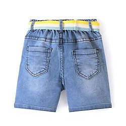 Babyhug Denim Knee Length Shorts  With Stretch Solid Colour - Blue