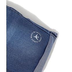 Babyhug Cotton Blend Knee Length Denim Shorts With Stretch Airplane Print - Blue