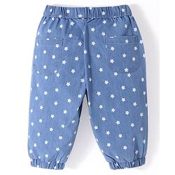 Babyhug Cotton Lycra Full Length Joggers Stars Printed - Blue