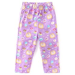 Babyhug Cotton Knit Single Jersey Half Sleeves Night Suit With Birthday Party Theme Print - Purple