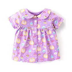 Babyhug Cotton Knit Single Jersey Half Sleeves Night Suit With Birthday Party Theme Print - Purple