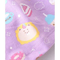 Babyhug Cotton Knit Single Jersey Half Sleeves Night Suit With Birthday Party Theme Print - Purple