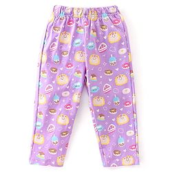 Babyhug Cotton Knit Single Jersey Half Sleeves Night Suit With Birthday Party Theme Print - Purple