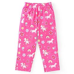 Babyhug Cotton Knit Full Sleeves Night Suit With Unicorn Print - Pink