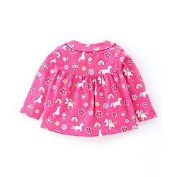 Babyhug Cotton Knit Full Sleeves Night Suit With Unicorn Print - Pink