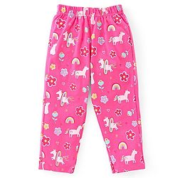 Babyhug Cotton Knit Full Sleeves Night Suit With Unicorn Print - Pink
