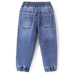 Babyhug Denim Full Length  With Stretch Washed  Joggers - Blue