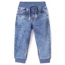 Babyhug Full Length Joggers With Stretch   Washed - Blue