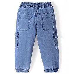 Babyhug Denim Full Length Joggers with Stretch & Text Printed - Blue