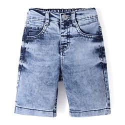 Babyhug Cotton Spandex Knee Length Washed Stretchable Denim Jamaican - Blue