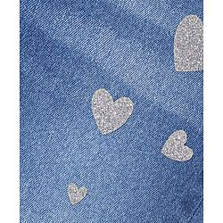 Babyhug Denim Washed  Full Length Stretchable  Jeans with Heart Patch  -Blue