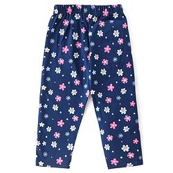 Babyhug Single Jersey Knit Half Sleeves Floral Print Night Suit - Blue