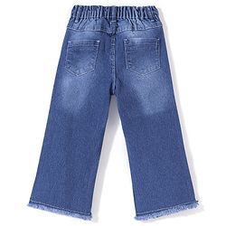 Babyhug Denim Washed Full Length Stretchable Jeans with Butterfly Embroidery -Blue