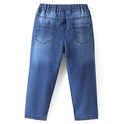 Babyhug Denim Washed Full Length Stretchable Jeans with Butterfly Embroidery -Blue