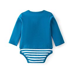 Babyhug 100% Cotton Full Sleeves Onesies With Leopard Print - Navy Blue