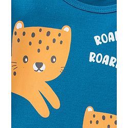Babyhug 100% Cotton Full Sleeves Onesies With Leopard Print - Navy Blue