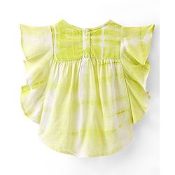 Babyhug Rayon Woven Half Sleeves Tie Dye Printed Top with Frill & Lace Detailing - Green