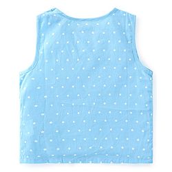 Babyhug Cotton Woven Sleeveless Jhabla & Full Length Pajama Set With Star Print - Blue