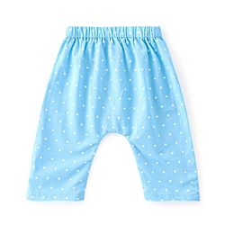 Babyhug Cotton Woven Sleeveless Jhabla & Full Length Pajama Set With Star Print - Blue