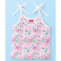Babyhug 100% Cotton Woven Sleeveless Jhabla & Pajama Set Floral Print - Pink