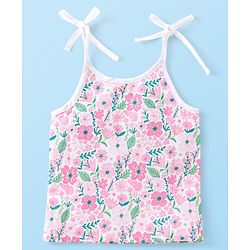 Babyhug 100% Cotton Woven Sleeveless Jhabla & Pajama Set Floral Print - Pink
