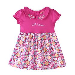 Babyhug Cotton Jersey Knit Half Sleeves Floral Print Frock with Blooomer-Pink
