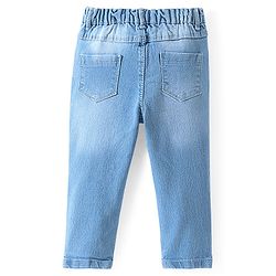 Babyhug Cotton Spandex Full Length Washed Stretchable Denim Jeans with Star Embroidery - Blue