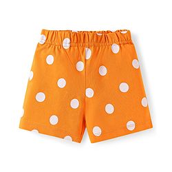 Babyhug Single Jersey Half Sleeves Polka Dots Printed Night Suit with Bow Applique - Orange