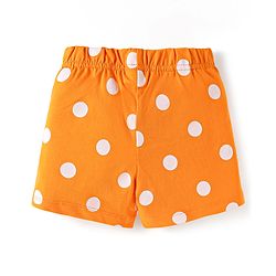 Babyhug Single Jersey Half Sleeves Polka Dots Printed Night Suit with Bow Applique - Orange