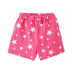Babyhug Cotton Knit Half Sleeves Night Suit Stars Printed & Bow Applique - Pink