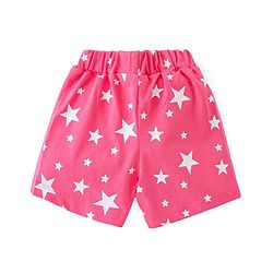 Babyhug Cotton Knit Half Sleeves Night Suit Stars Printed & Bow Applique - Pink