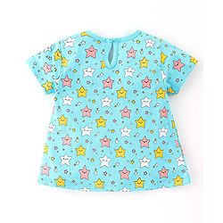 Babyhug Cotton Knit Half Sleeve Night Suit with Star Print - Blue
