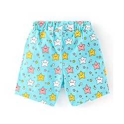 Babyhug Cotton Knit Half Sleeve Night Suit with Star Print - Blue