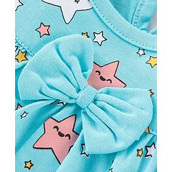 Babyhug Cotton Knit Half Sleeve Night Suit with Star Print - Blue
