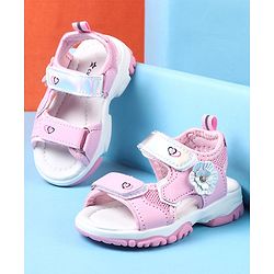 Cute Walk by Babyhug Sandals With Velcro Closure Floral Applique -  Pink
