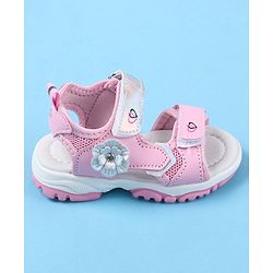 Cute Walk by Babyhug Sandals With Velcro Closure Floral Applique -  Pink