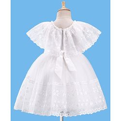 Babyhug Half Sleeves Floral Embroidered Party Frock - Offwhite