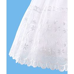 Babyhug Half Sleeves Floral Embroidered Party Frock - Offwhite