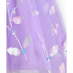 Babyhug One Shoulder Sleeves Party Dress With Leafs Embroidery & Sequin Detailing - Lavender