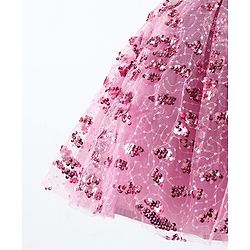 Babyhug Woven Sleeveless Party Wear Frock with Frill Design & Sequin Detailing - Pink
