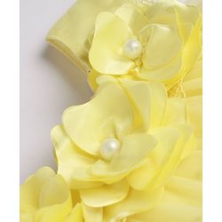 Babyhug Woven  Sleeveless Solid Colour Party Wear Dress with Floral Corsage - Yellow