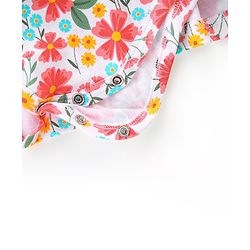 Babyhug 100% Cotton Knit Full Sleeves Frock Style Onesie with Headband Floral Print - Multicolour