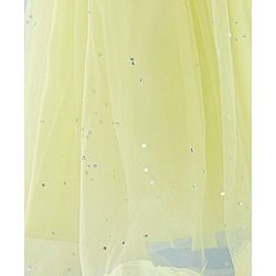 Babyhug Cap Sleeves Party Wear Fit and Flare Dress with Floral Applique- Yellow