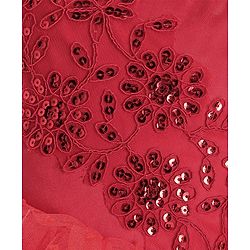 Babyhug Half Puffed Sleeves Sequins & Embroidery Detailing Fit & Flare Party Frock - Red