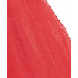 Babyhug Half Puffed Sleeves Sequins & Embroidery Detailing Fit & Flare Party Frock - Red