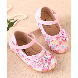 Cute Walk by Babyhug Ballerina with Velcro Closure & Flower Applique - Pink