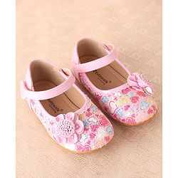 Cute Walk by Babyhug Ballerina with Velcro Closure & Flower Applique - Pink