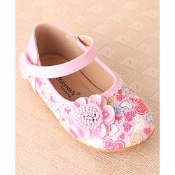 Cute Walk by Babyhug Ballerina with Velcro Closure & Flower Applique - Pink