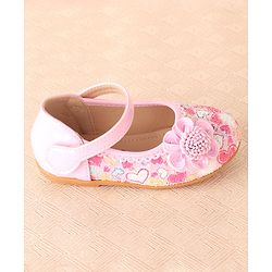 Cute Walk by Babyhug Ballerina with Velcro Closure & Flower Applique - Pink